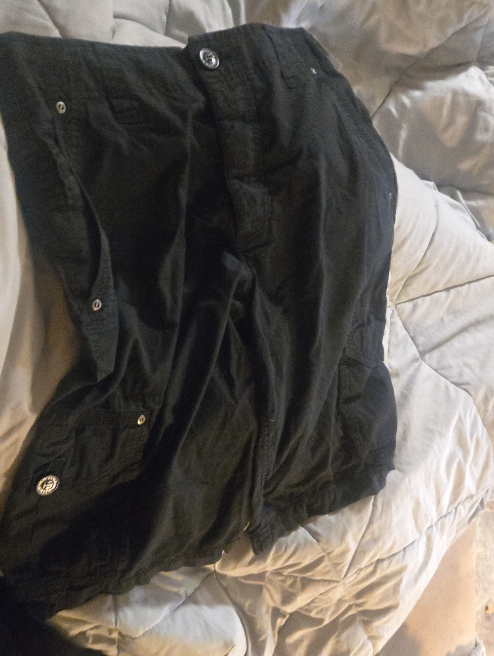 Guess Men's Black Cargo Pants with Buttoned Pockets